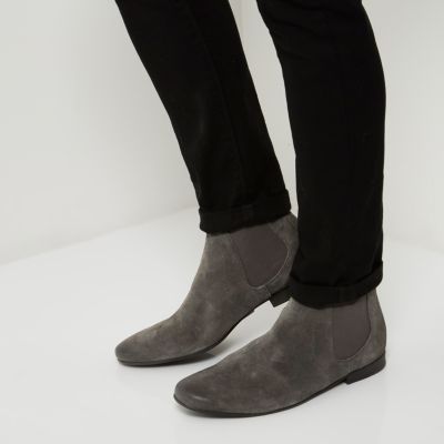 Grey suede Chelsea boots